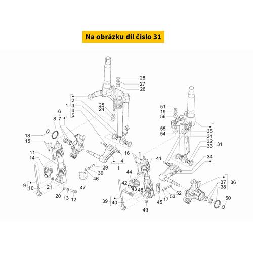 Fork stem PIAGGIO MP3 LT 400-530 2022 (left) (MING XING) 1C0063375