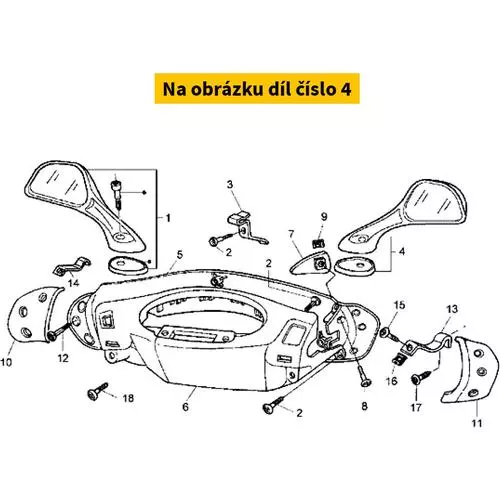 Rearview mirror right PIAGGIO Hexagon 125-180 LX 1998-2000 CM060202