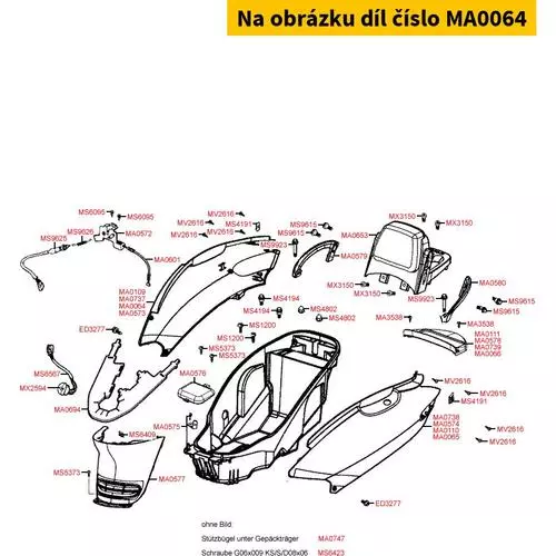 Kymco Seitenverkleidung re. oben rot MA0064