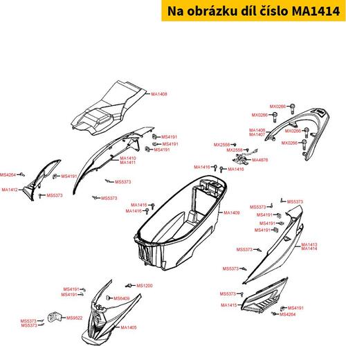 Seitenverkleidung li. oben diamantweiss MA1414