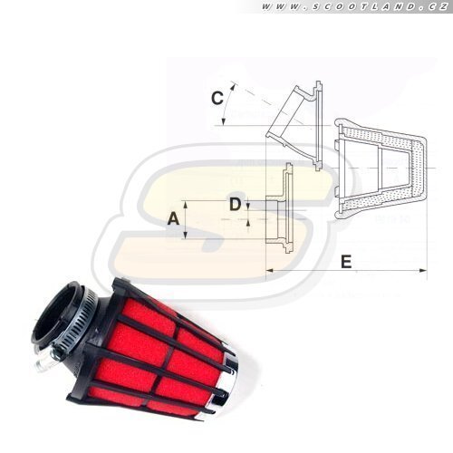 Vzduchový filtr  ⌀ 48 --30st. červená/černá